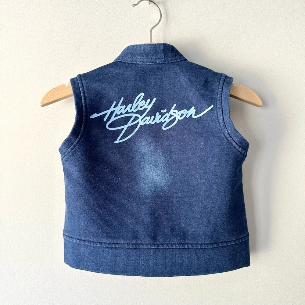 Hunur Kids Wear Harley-Davidson Embroidered Soft Denim Vest